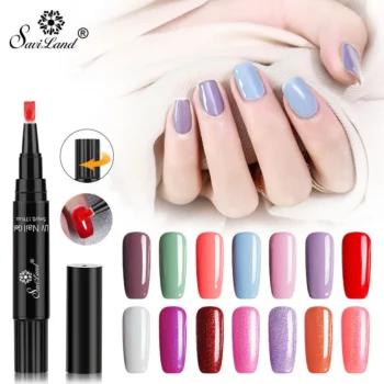 Faster Shipping Nail Gel Varnish Pencil One Step Gel Nail Pen No Need Top Base 3 In 1 UV Gel Lacquer Glitter Polish